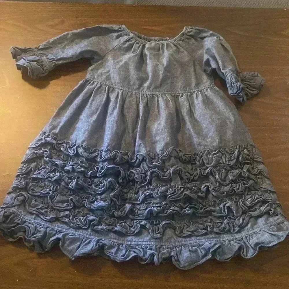 Girls denim ruffle dress - Picture 3 of 3